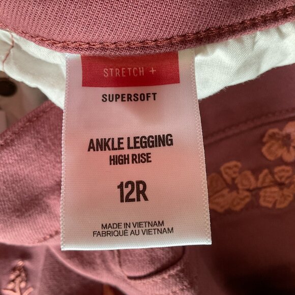 NWT Express Ankle Legging Size 12R Regular Skinny High Rise Pink Embroidered - Picture 12 of 13